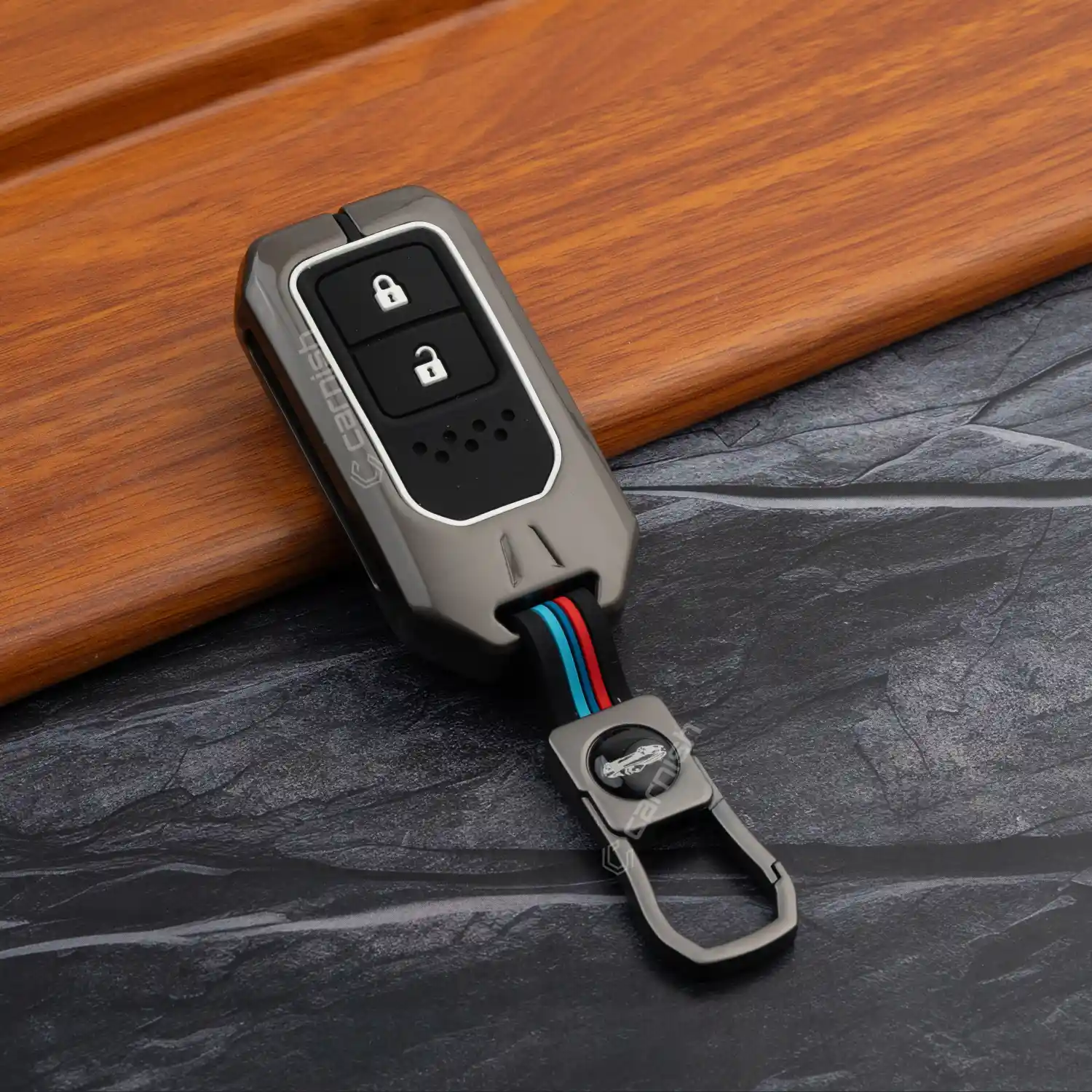 Metal Silicon Key Cover For Honda: Elevate, City, Jazz, Amaze 2 button smart key