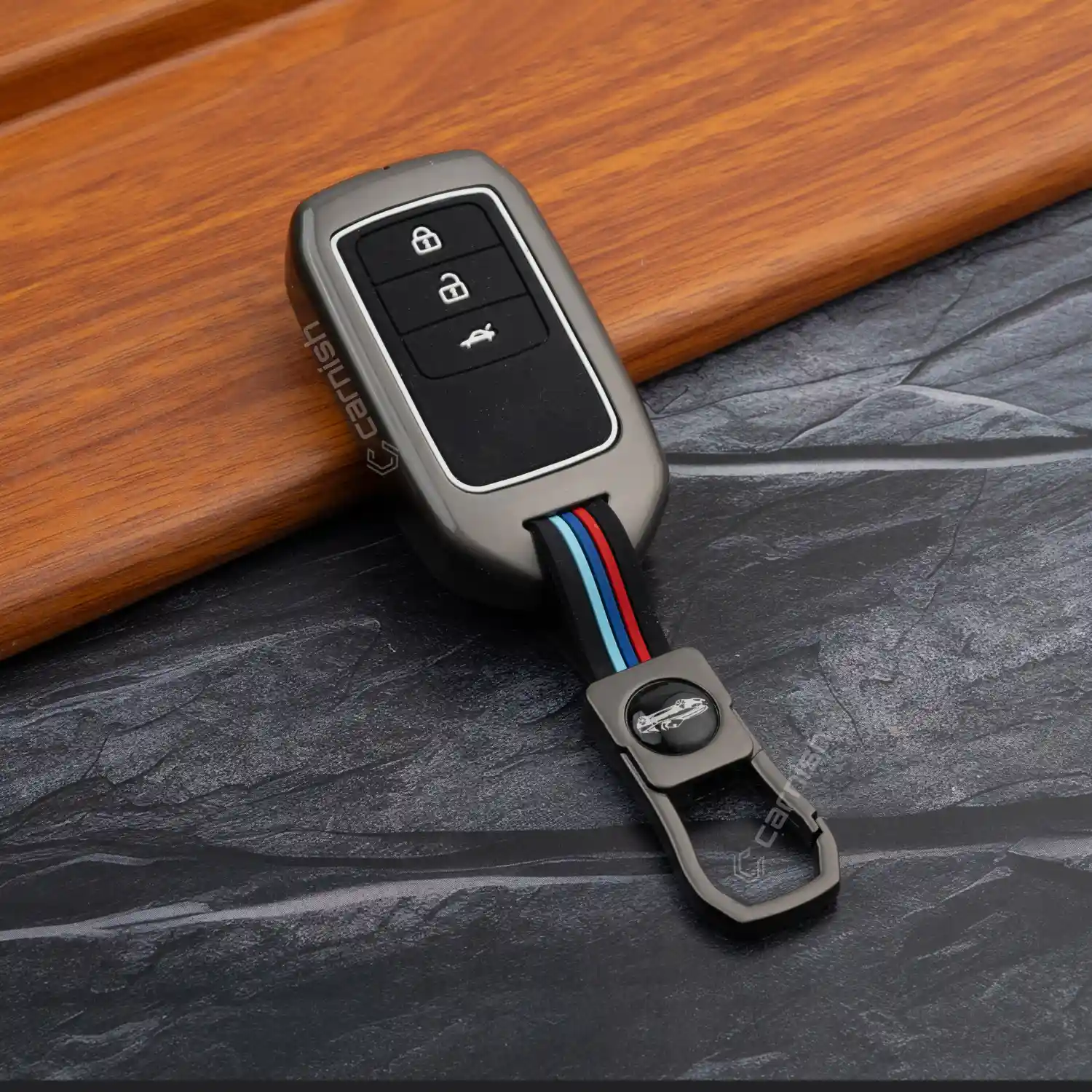 Metal Silicon Car Key Cover For Honda: City, Civic, Jazz, Brio, Amaze, Cr-v, Wr-v, Br-v, Mobilio 3 Button Smart Key 