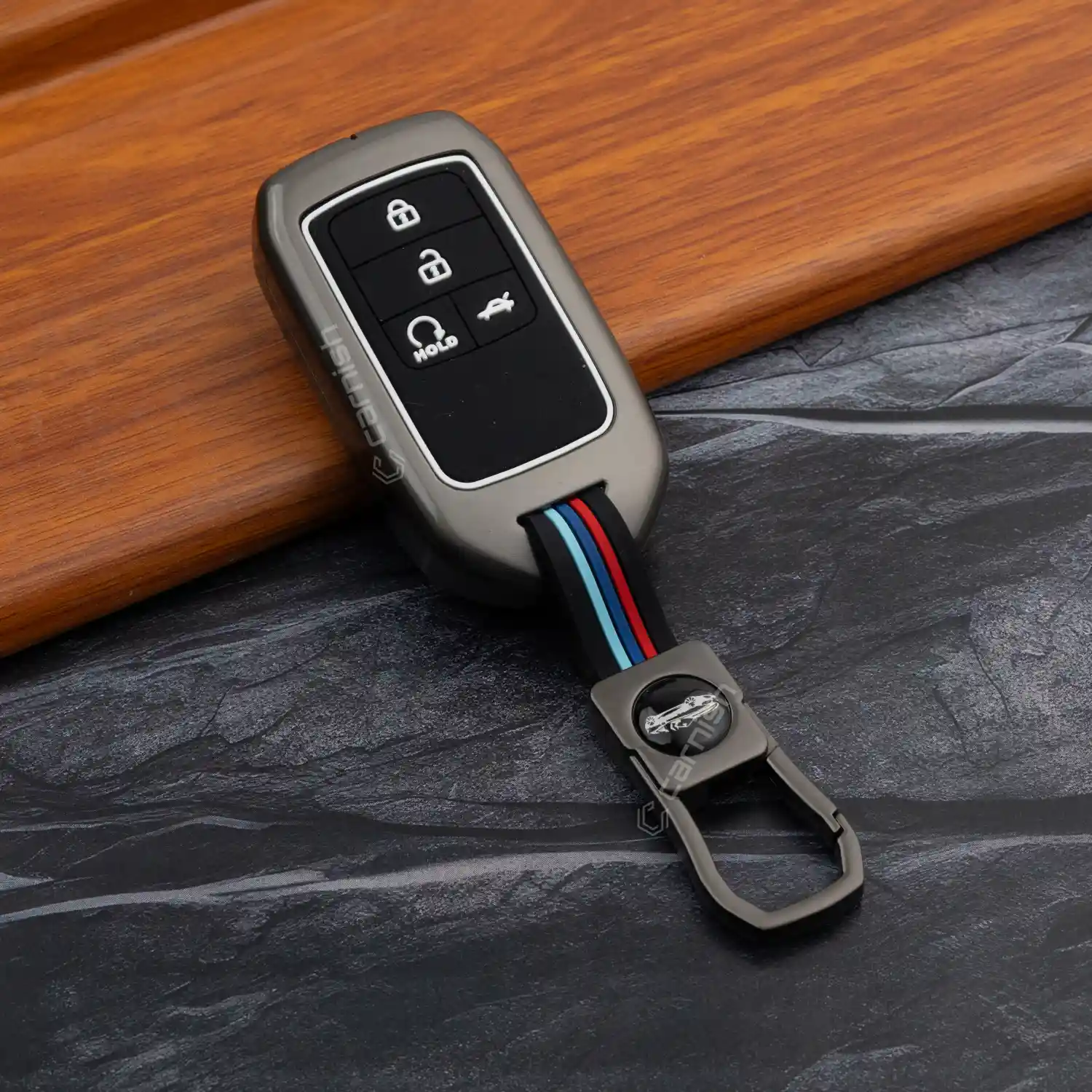 Metal Silicone Car Key Cover For Honda: City, Civic, WR-V 4 button smart key