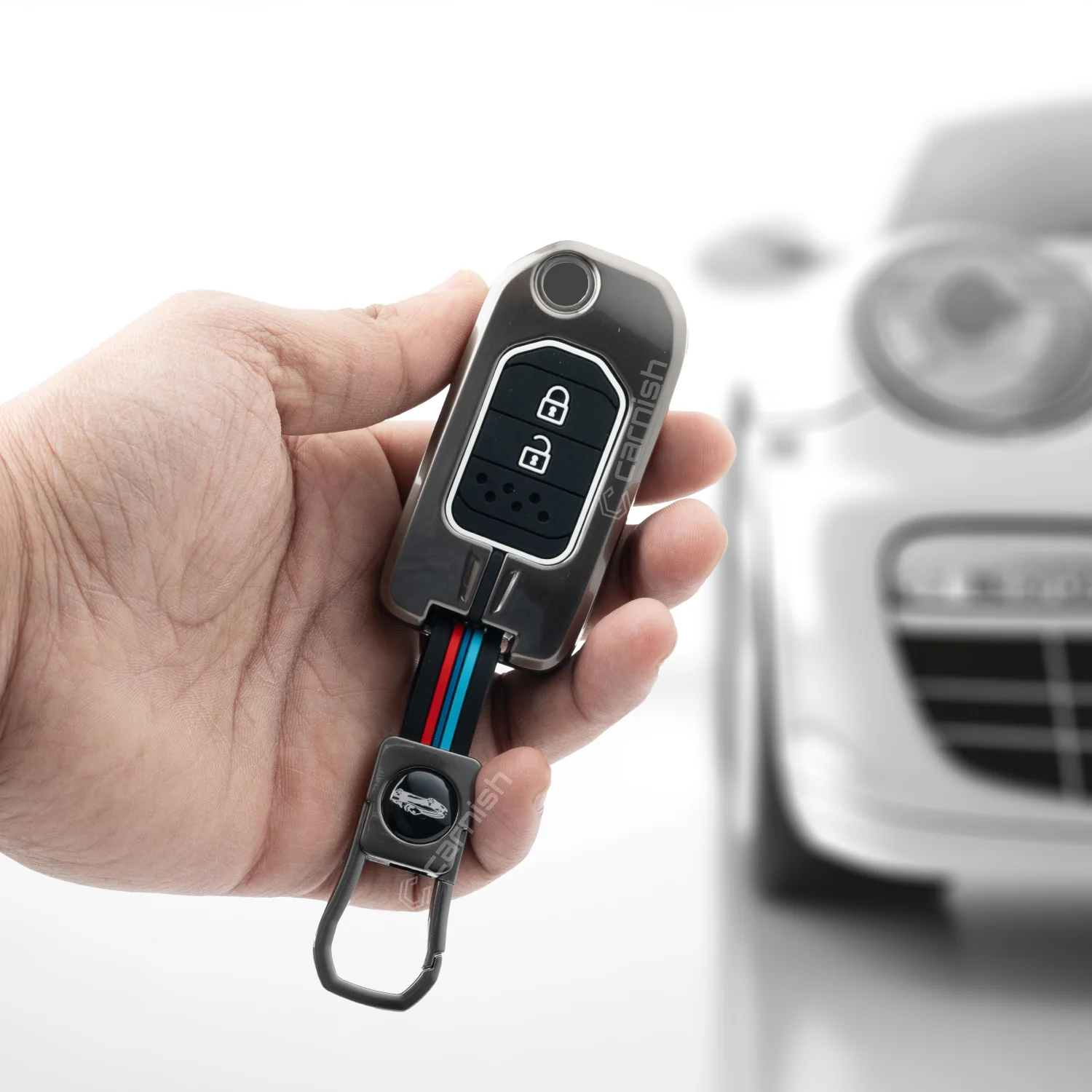 Metal Silicon Car Key Cover For Honda: City 2 button flap Key