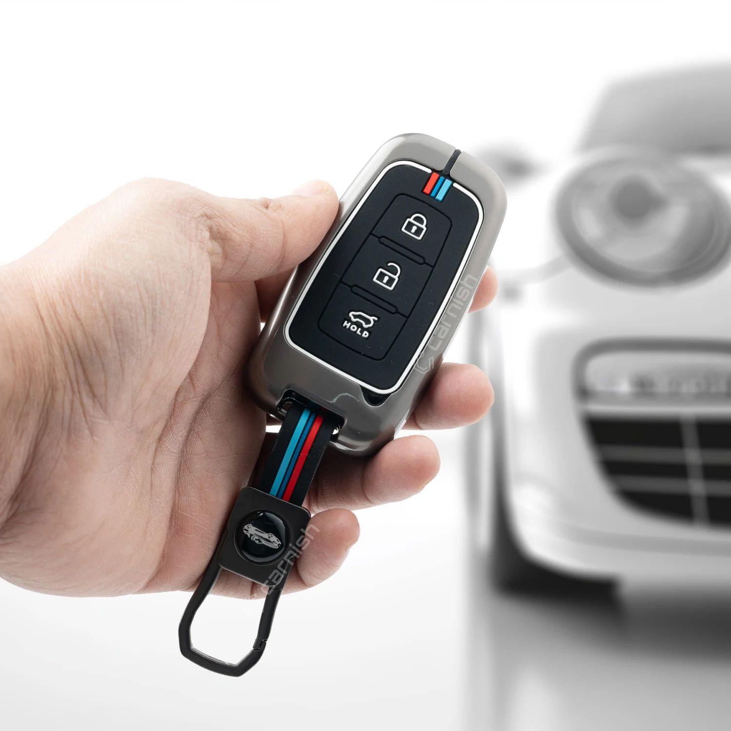 Metal Silicone Car Key Cover For Hyundai: i20, Verna, Elantra old 3 button smart key