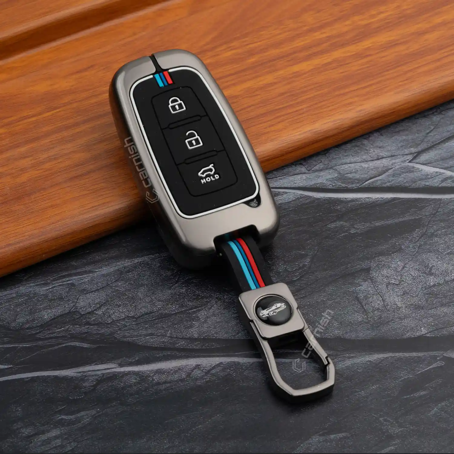 Metal Silicone Car Key Cover For Hyundai: i20, Verna, Elantra old 3 button smart key