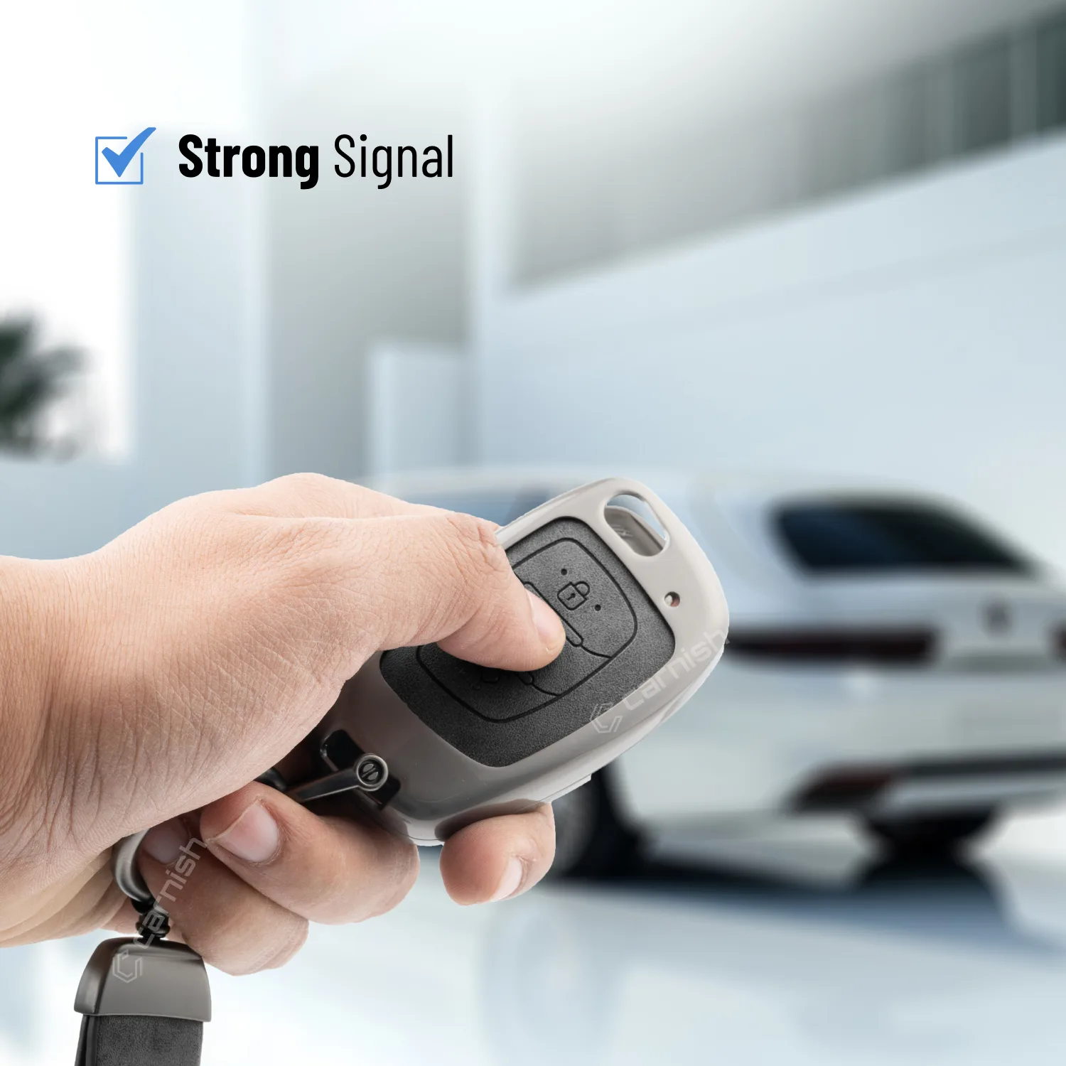 Metal Leather Grey Key Cover For Hyundai: Creta, Venue, Tucson, Alcazar, I20, Grand i10, Aura, Xcent, Exter 3 button flip key