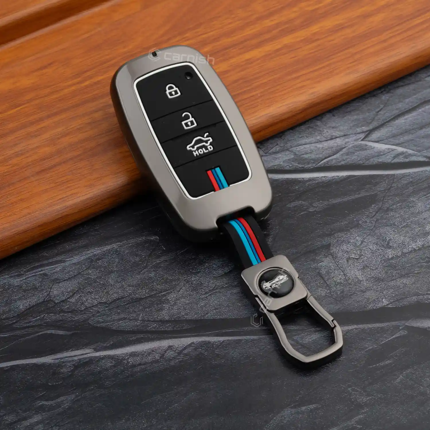 Metal Silicone Car Key Cover For Kia: Seltos, Sonet, Carens, Carnival Smart Key - KIA3 MTS BLACK 04