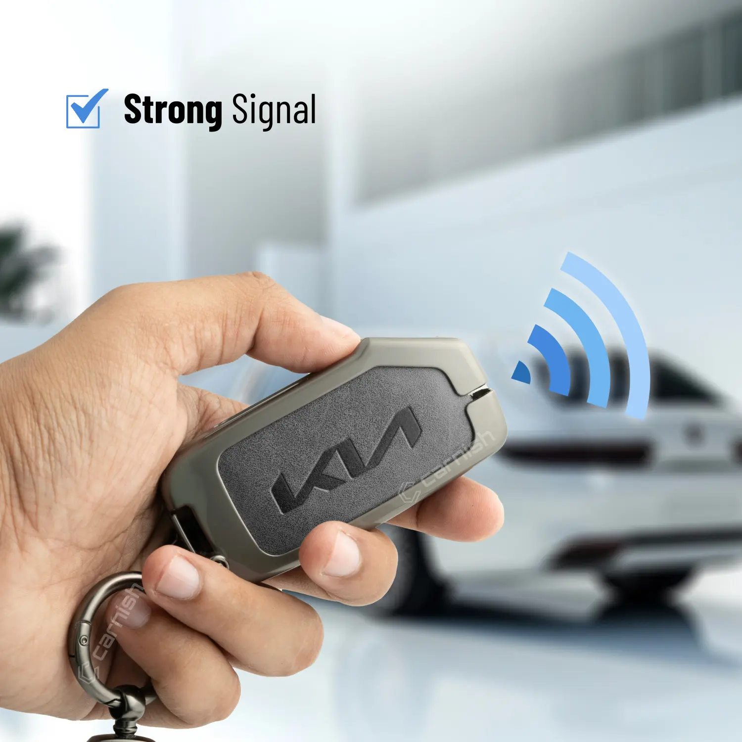 Metal Leather Grey Key Cover For Kia: Seltos, Sonet 2023 facelift 4 button smart key