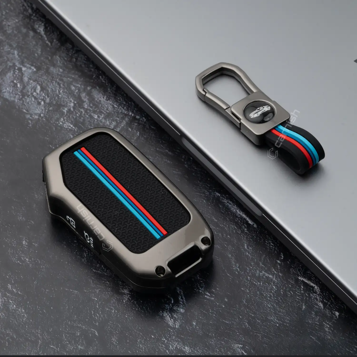 Metal Silicon Car Key Cover For Kia: Seltos, Sonet 2023 onwards 3 button flip key