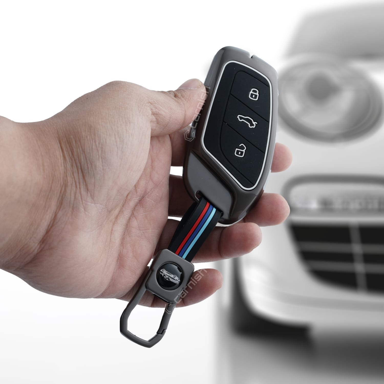 Metal Silicone Car Key Cover For MG Astor, ZS EV smart key