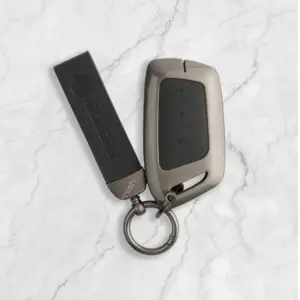 Metal Leather Black Car Key Cover For MG Comet EV Electric 3 Button Smart Key