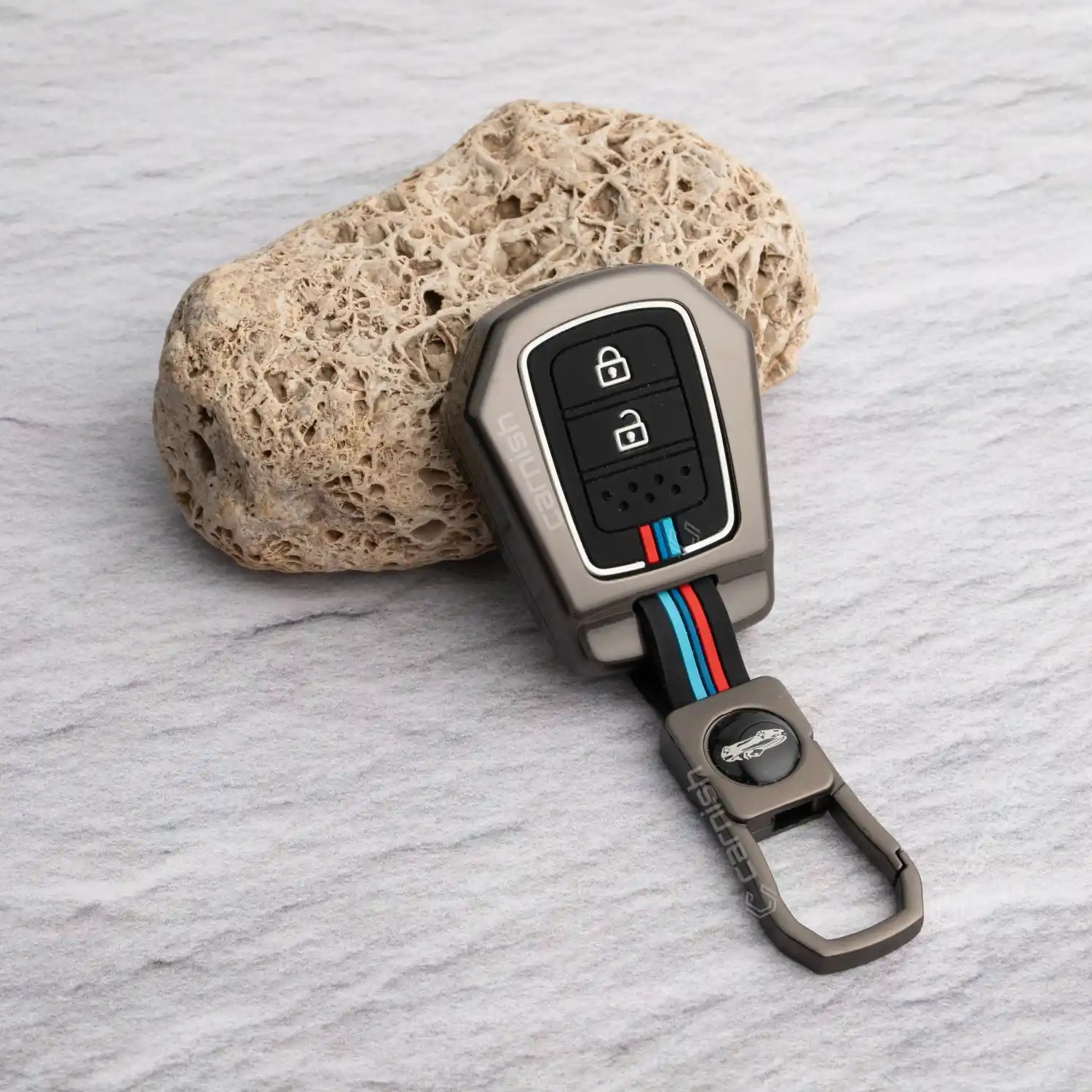 Metal Silicone Car Key Cover For Honda V-TEC City, Jazz, WR-V, Amaze 2014 Onwards Models 2 Button Key Remote