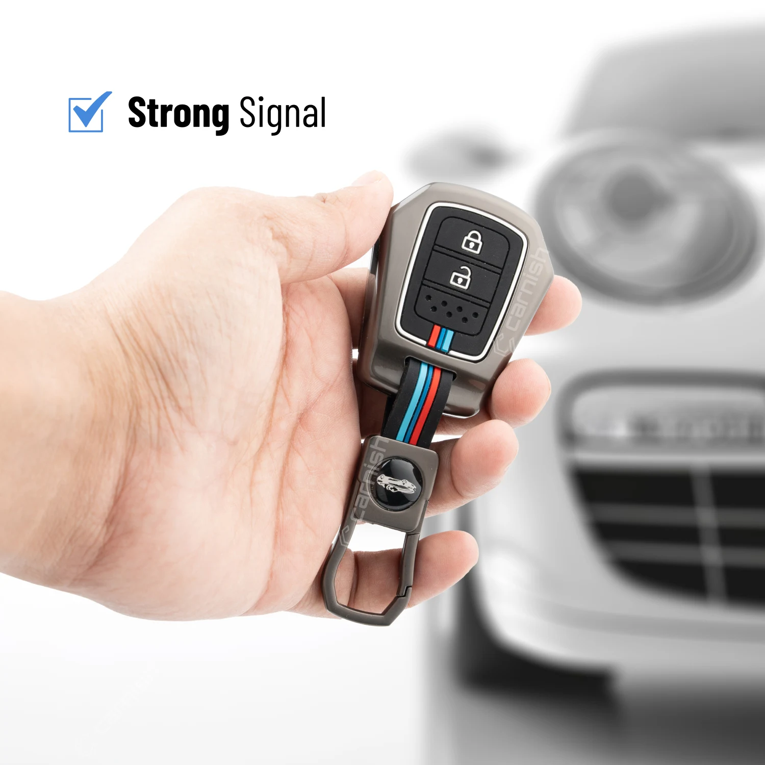 Metal Silicone Car Key Cover For Honda V-TEC City, Jazz, WR-V, Amaze 2014 Onwards Models 2 Button Key Remote