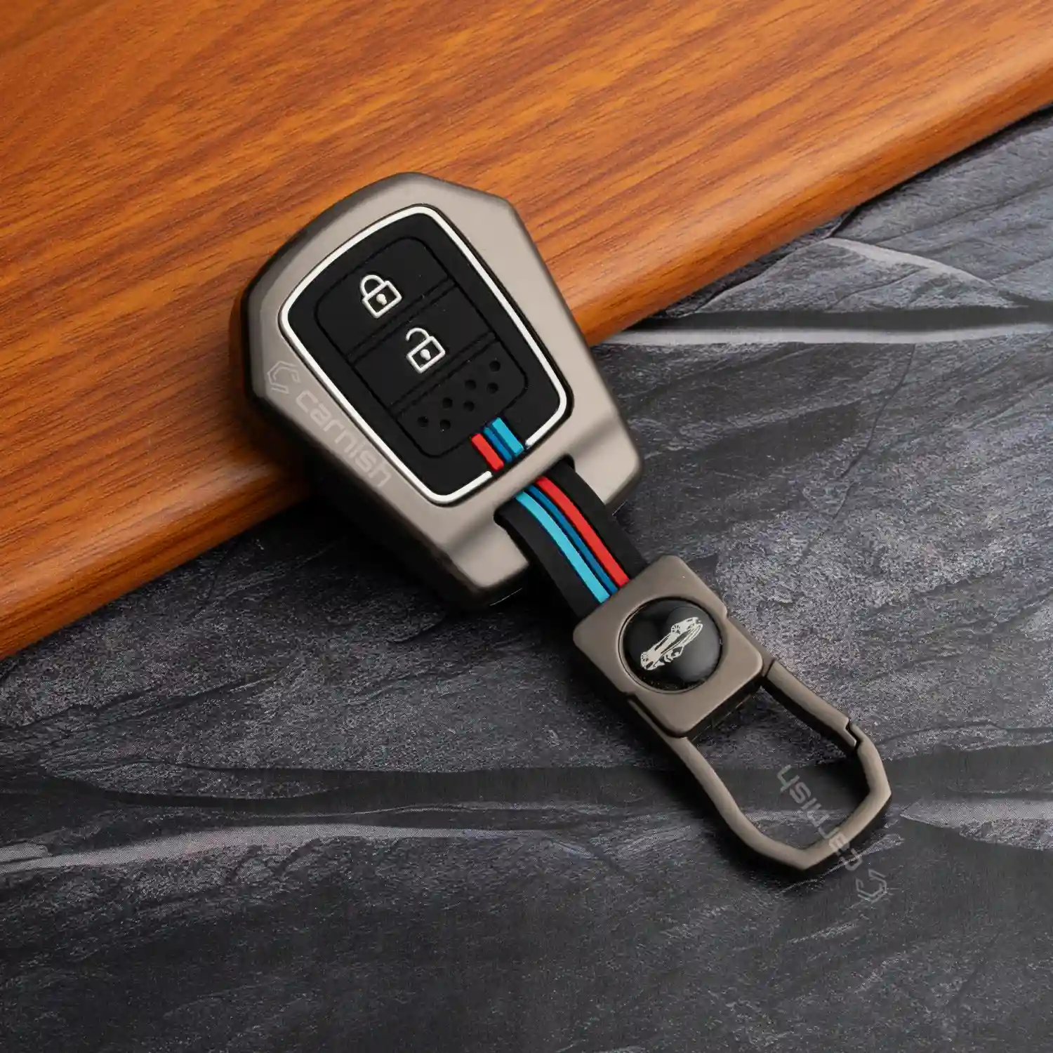 Metal Silicone Car Key Cover For Honda V-TEC City, Jazz, WR-V, Amaze 2014 Onwards Models 2 Button Key Remote