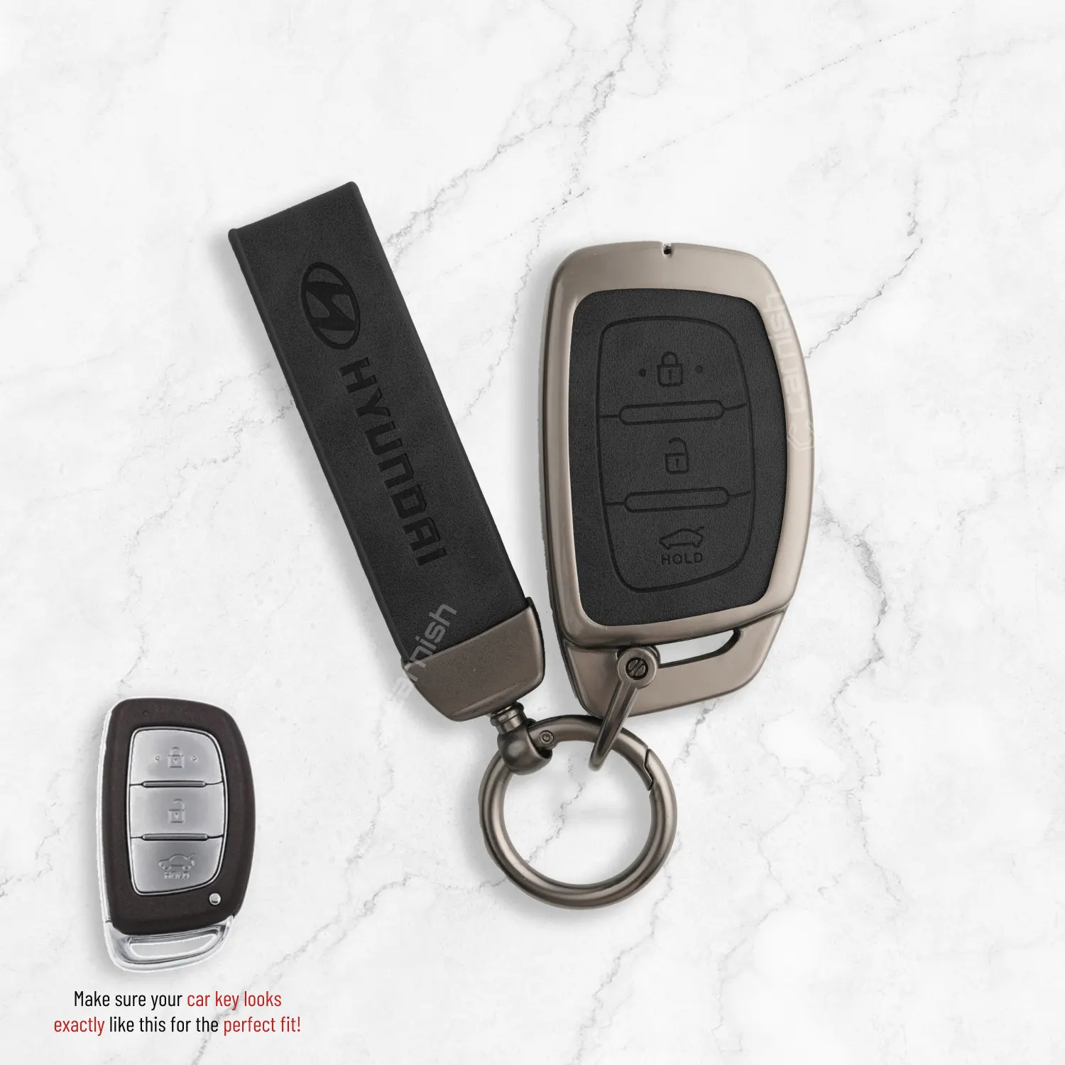 Metal Leather car key cover for Hyundai