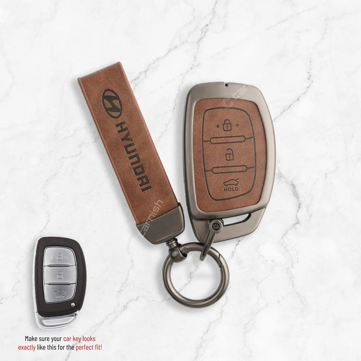 Metal Leather car key cover for Hyundai