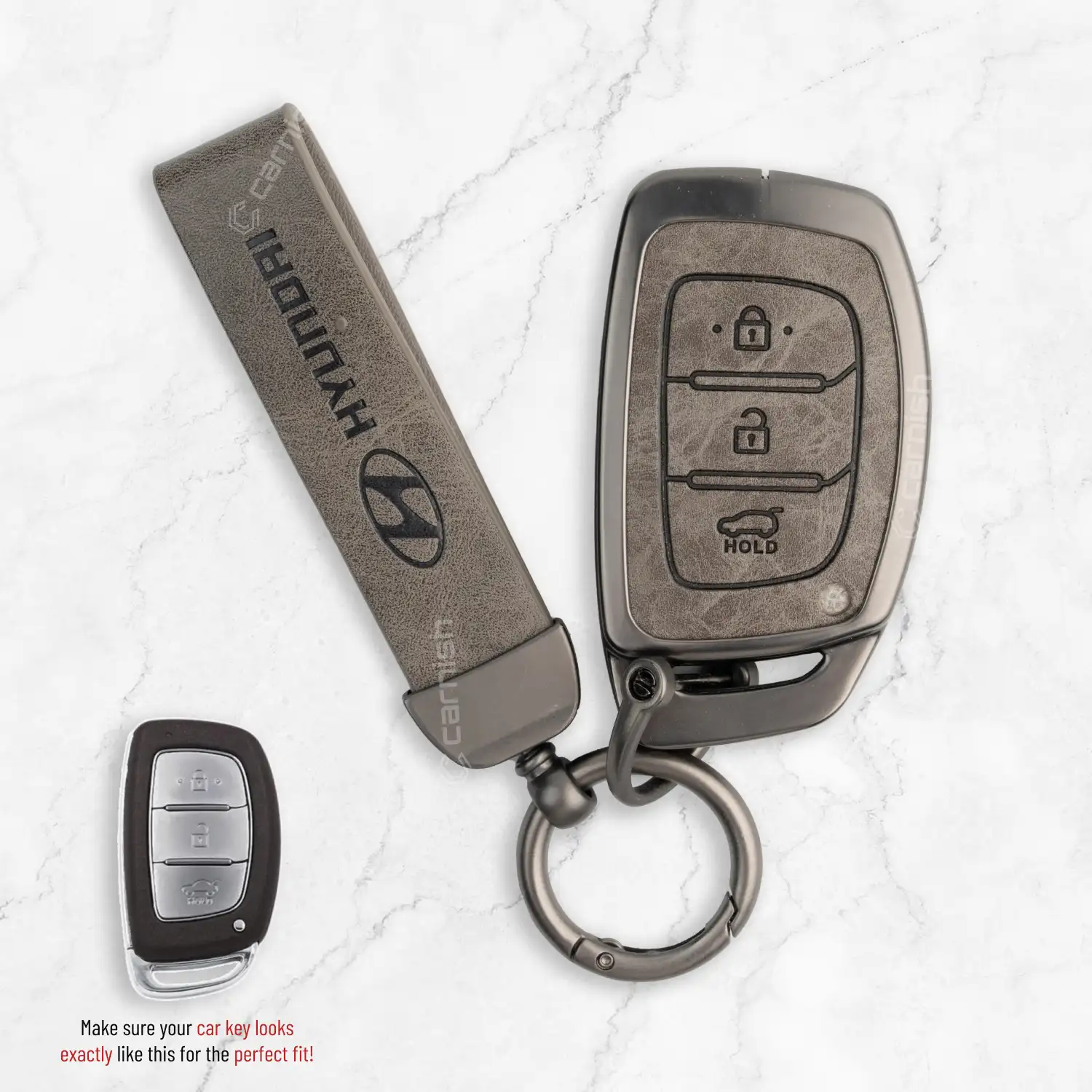 Metal Leather car key cover for Hyundai