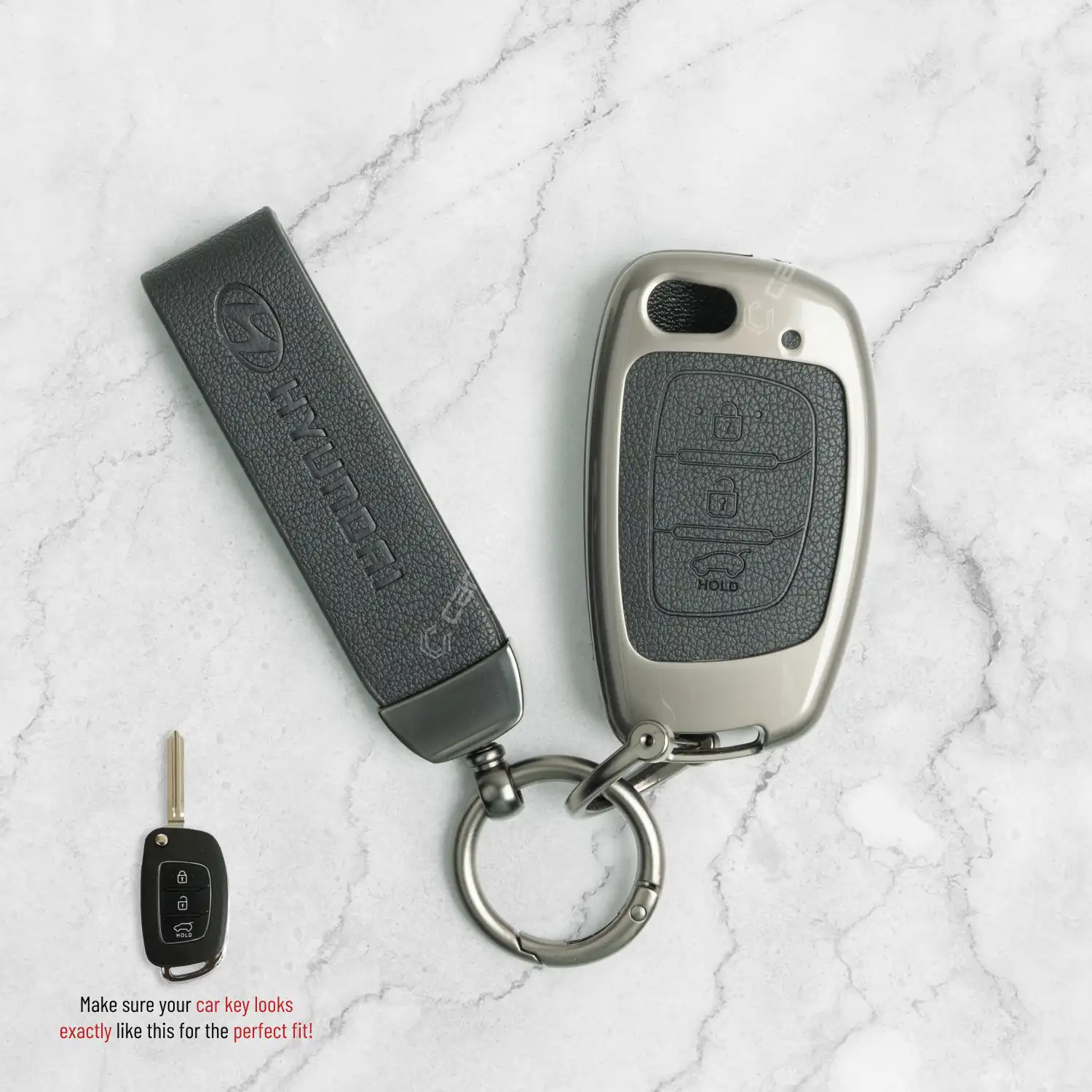 HY8 MTL Black-01_1 Metal Leather car key cover for Hyundai