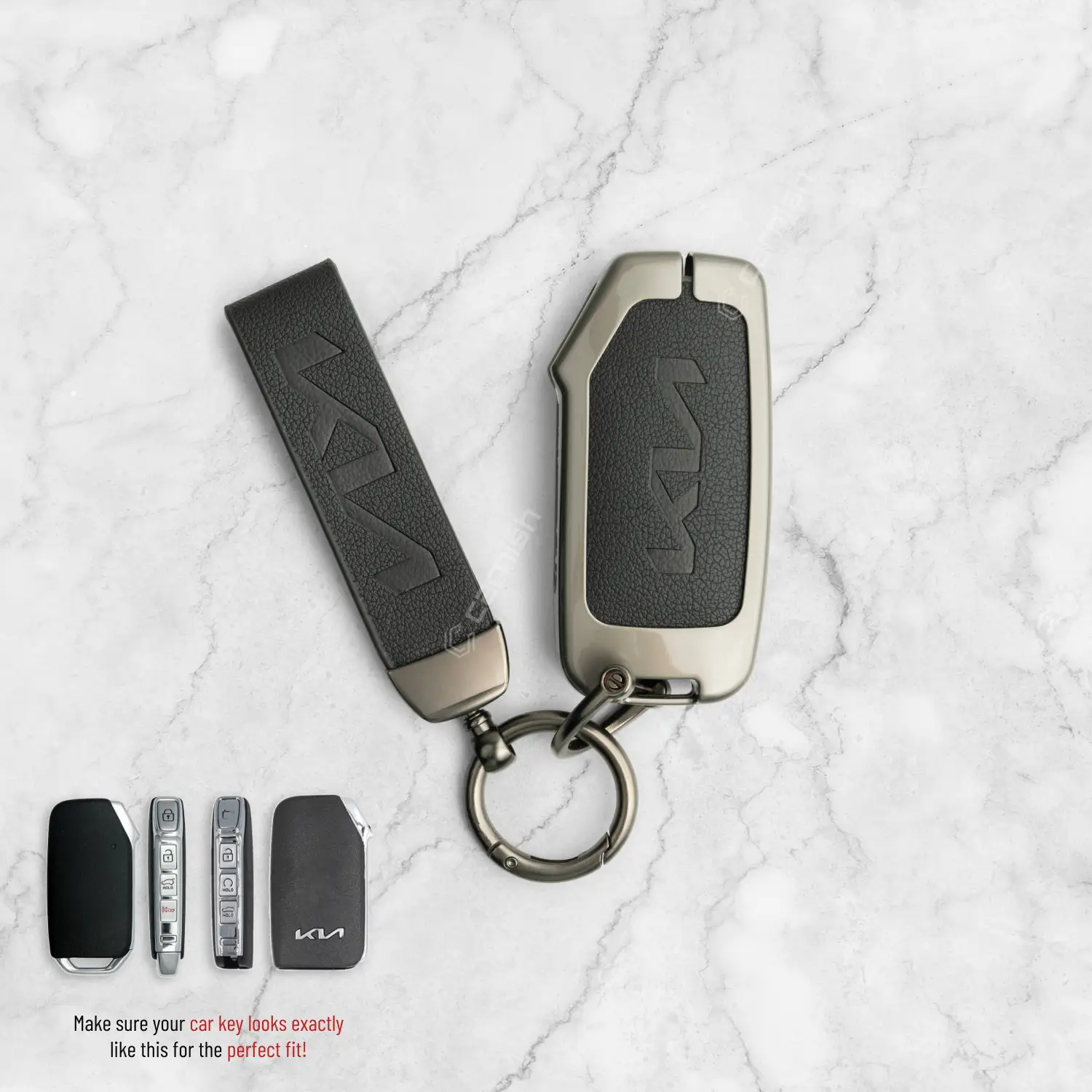 KIA7-MTL-Black-01_1 Metal Leather car key cover for KIA