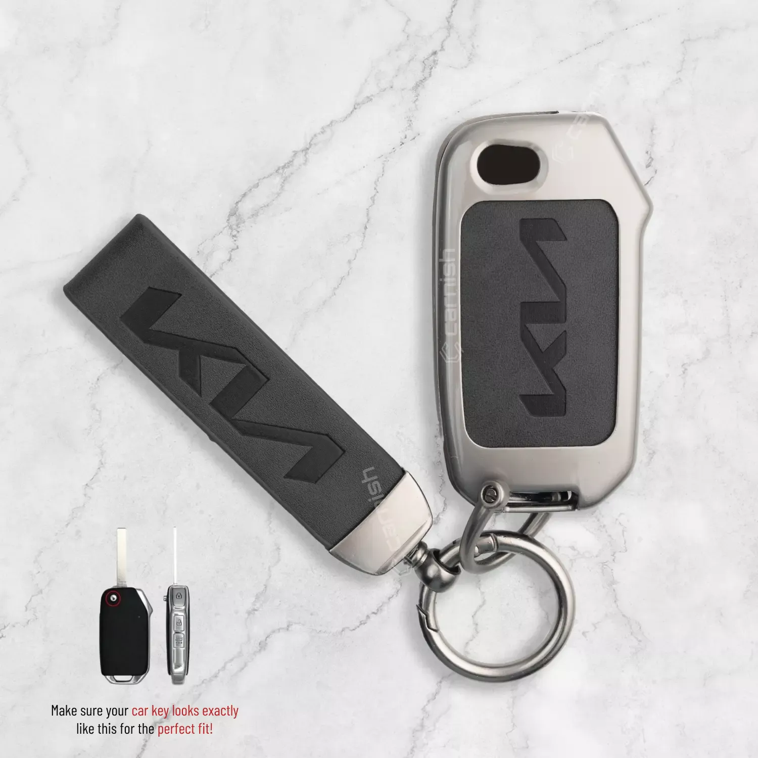 Metal Leather car key cover for KIA