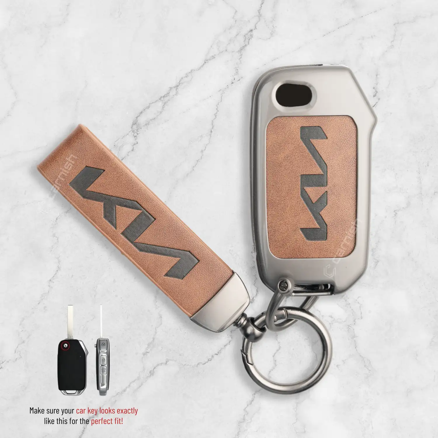 Metal Leather car key cover for KIA