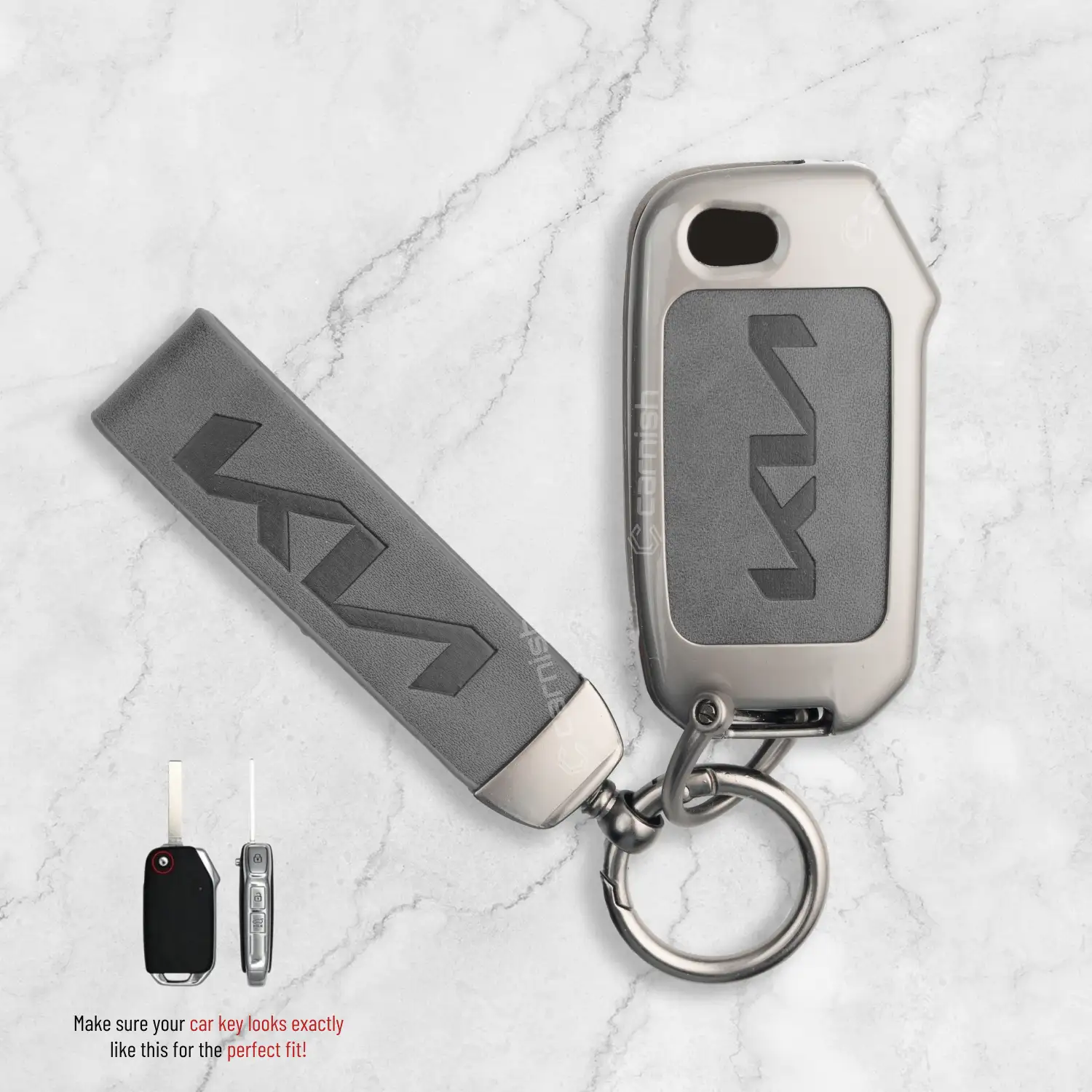 Metal Leather car key cover for KIA
