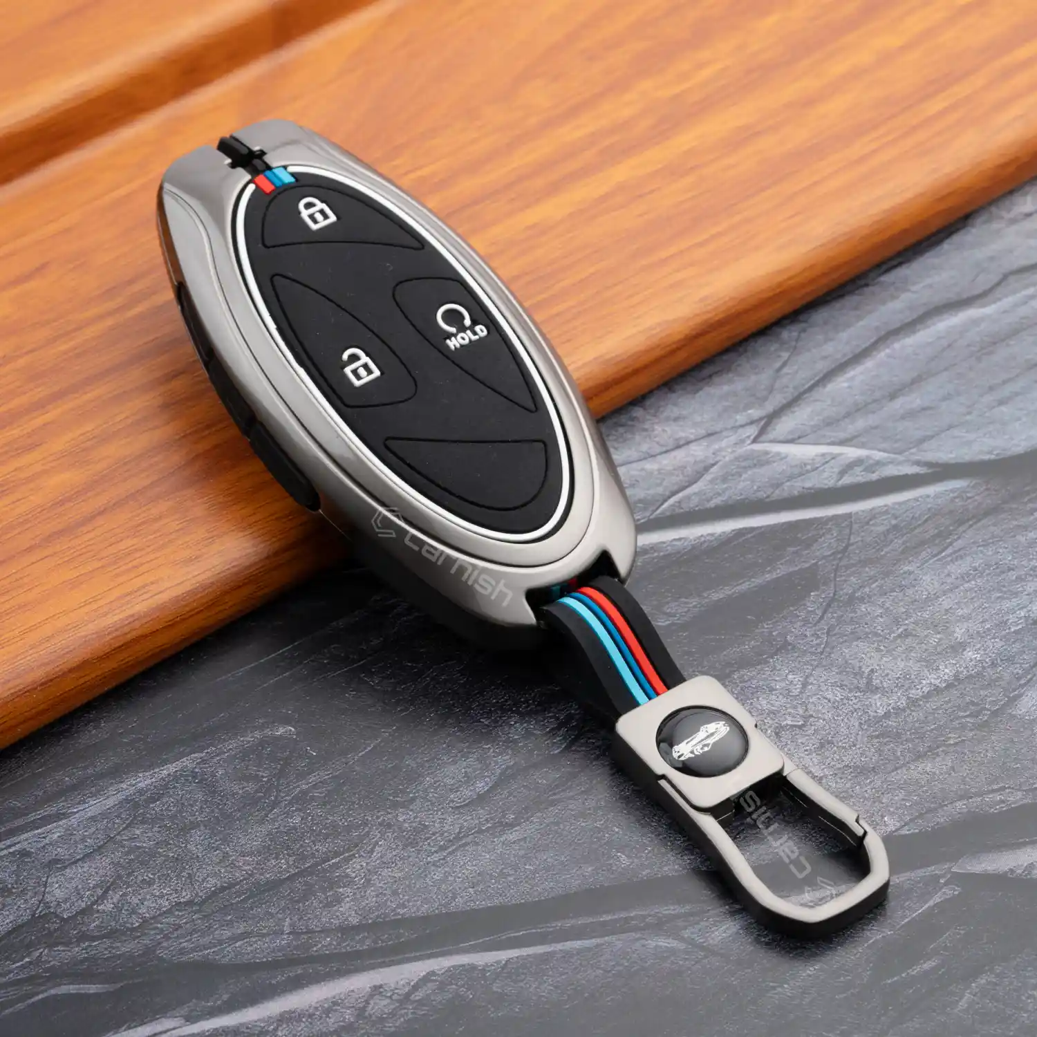 Metal Silicone Car Key Cover For Hyundai Venue 2026 3Button Smart Key