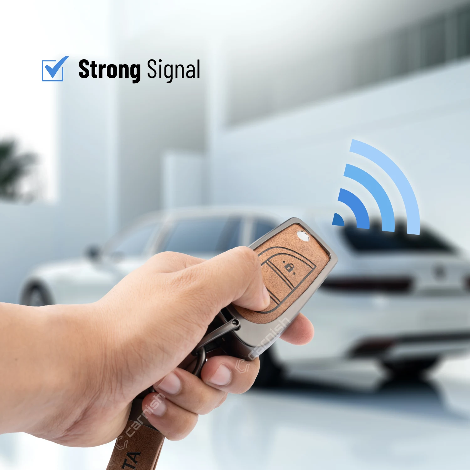 Metal Leather Brown Car Key Cover For Toyota: Innova Crysta, Corolla Altis 3 Button Flip Key.