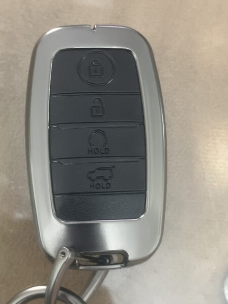 Metal Leather Black Key Cover for kia Seltos Sonet Carens Seltos x line 4 button smart key