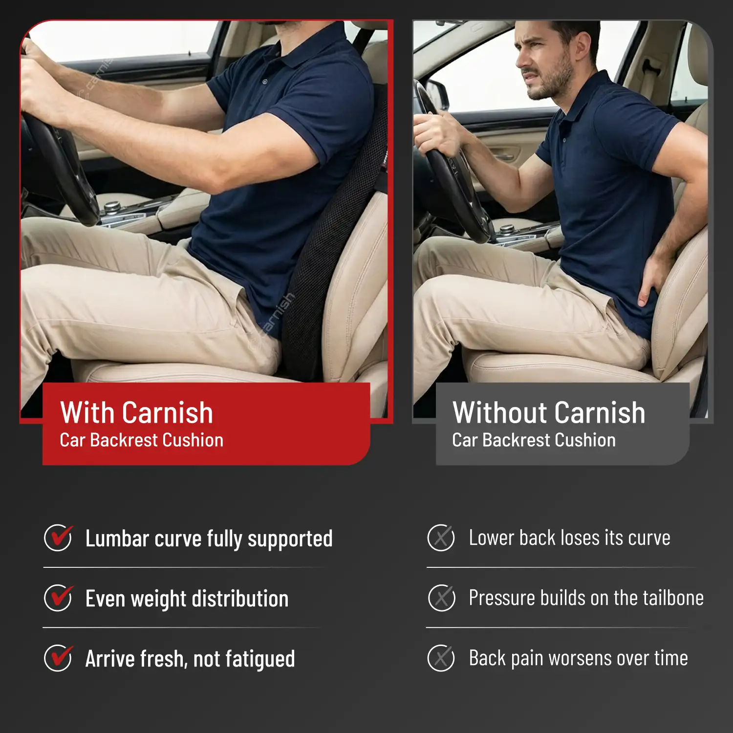 Carnish Ultimate Car Backrest Cushion for Lumbar Support