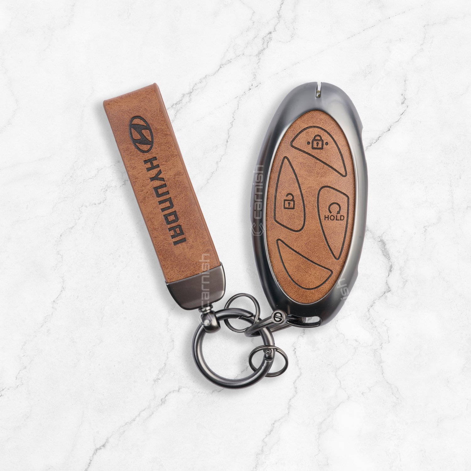 Metal leather key cover for hyundai